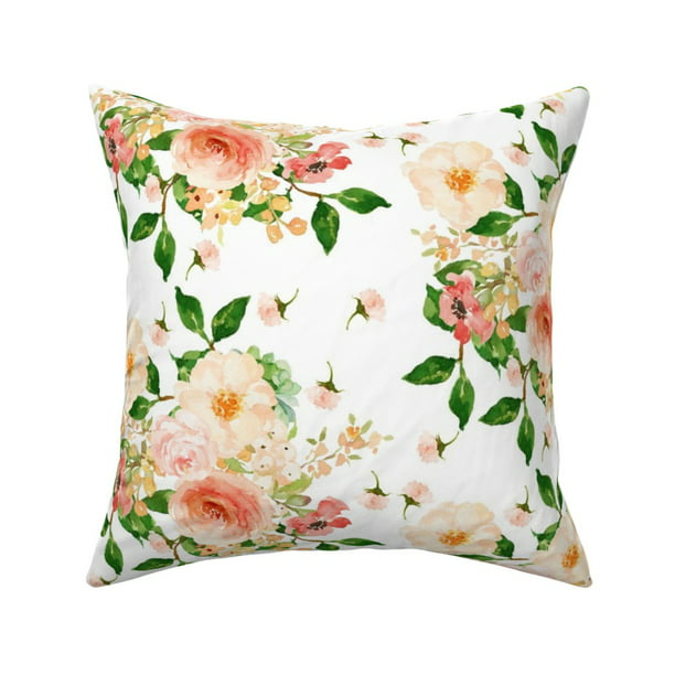Rose Flowers Floral Nature Throw Pillow Cover w Optional Insert by Roostery